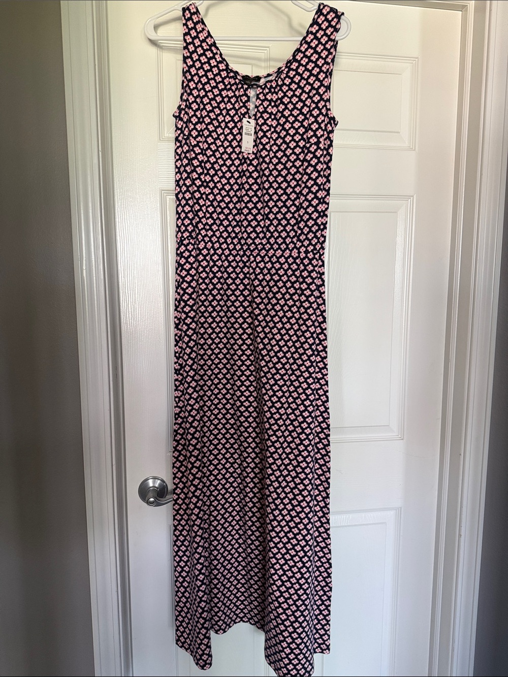 Talbots Pink and Black Geometric Maxi Dress